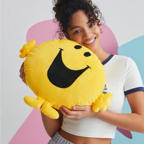 Mr Men Little Miss X Cute Cartoon Plush Yellow Decorative Pillow - Picture 1 of 5